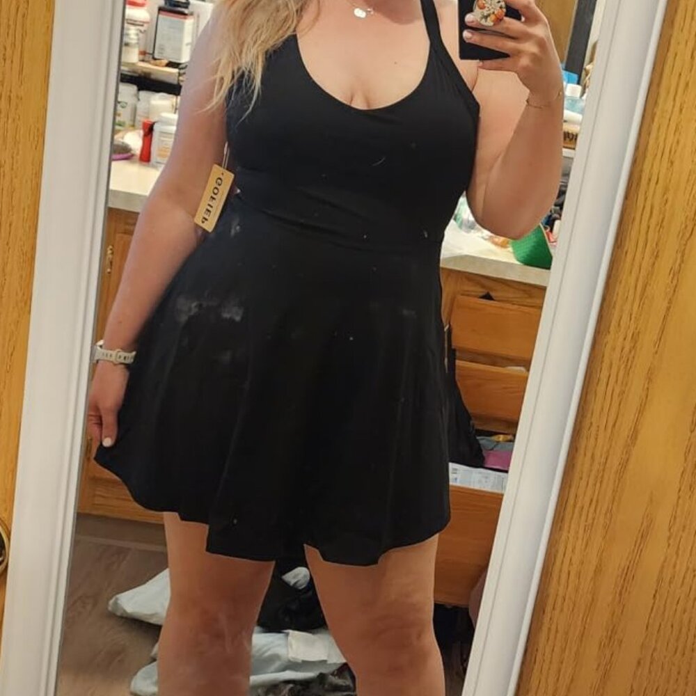 Black golf tennis dress with built in shorts